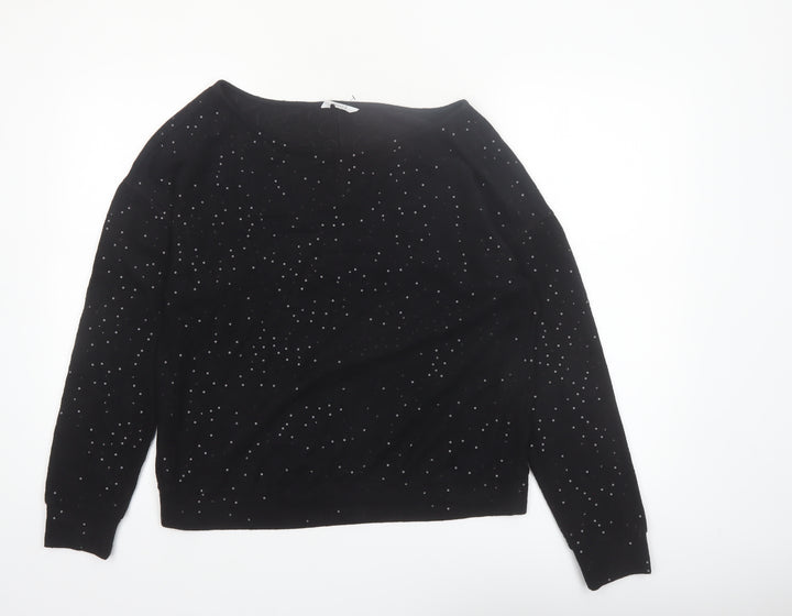 Next Womens Black Rhinestone Pullover Jumper Size 12