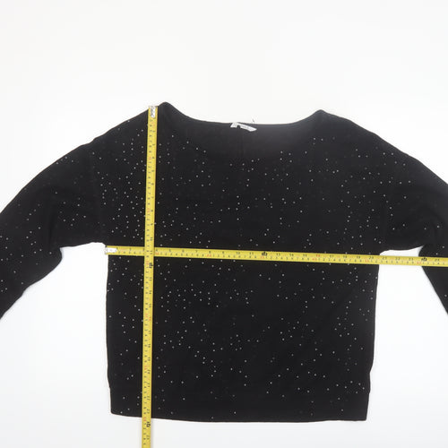 Next Womens Black Rhinestone Pullover Jumper Size 12