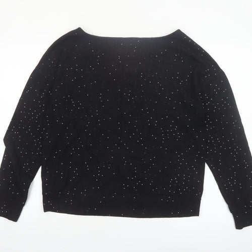 Next Womens Black Rhinestone Pullover Jumper Size 12