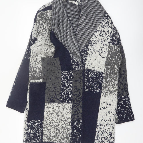 George Women’s Blue Grey Geometric Knit Open Cardigan Size 12