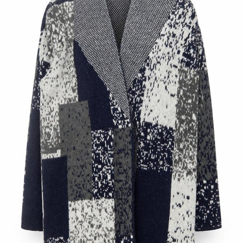 George Women’s Blue Grey Geometric Knit Open Cardigan Size 12
