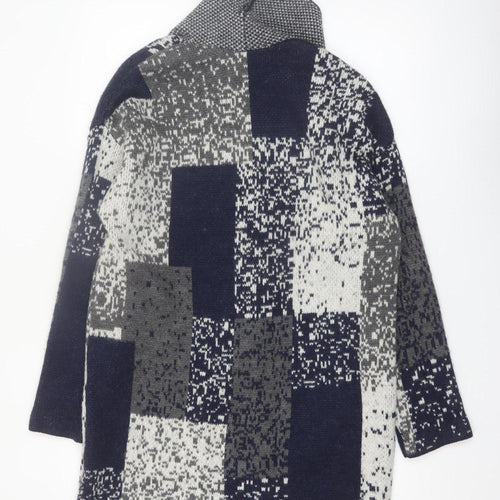 George Women’s Blue Grey Geometric Knit Open Cardigan Size 12