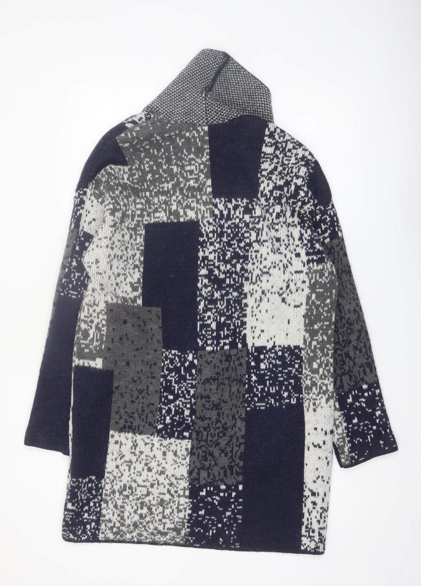 George Women’s Blue Grey Geometric Knit Open Cardigan Size 12