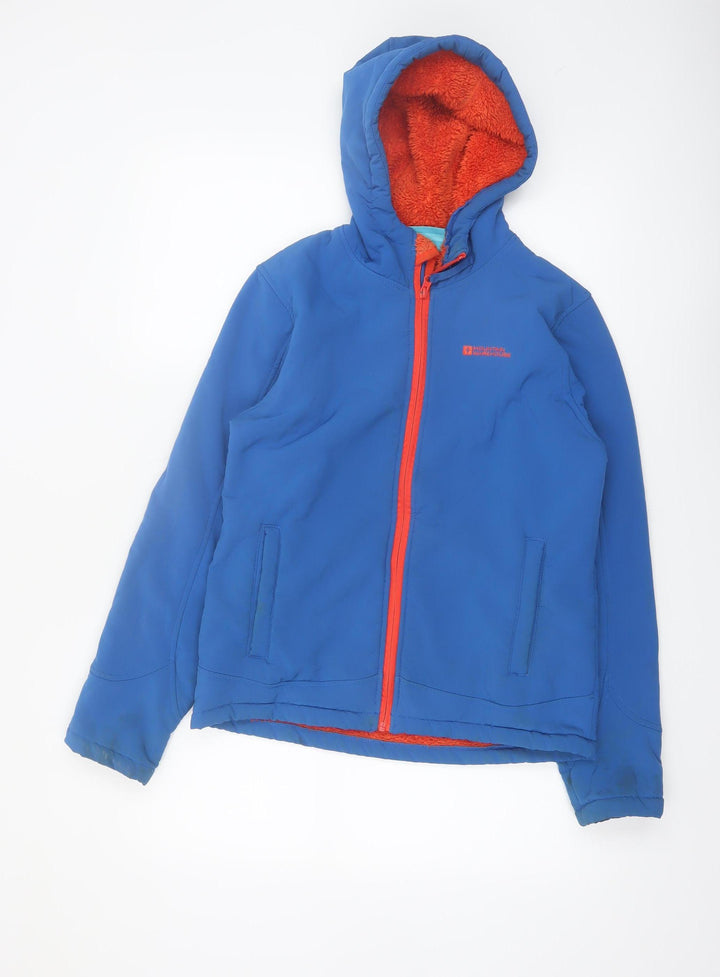Mountain Warehouse Boys Blue Hooded Softshell Jacket Age 13 Years Water Resistant