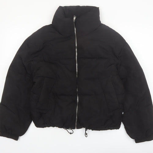 Pull & Bear Women Black Size 8 Puffer Jacket Winter Warm Polyester