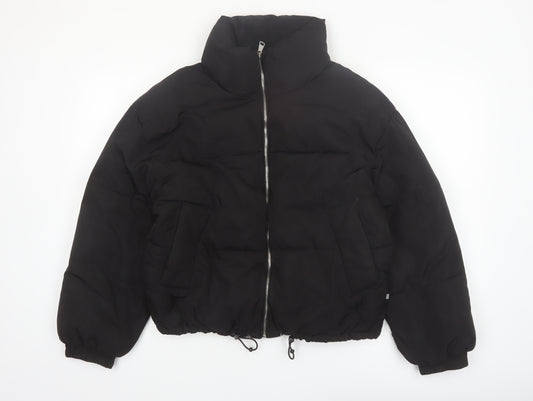 Pull & Bear Women Black Size 8 Puffer Jacket Winter Warm Polyester