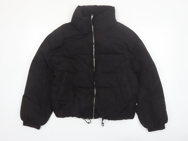 Pull & Bear Women Black Size 8 Puffer Jacket Winter Warm Polyester
