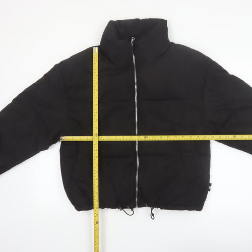 Pull & Bear Women Black Size 8 Puffer Jacket Winter Warm Polyester