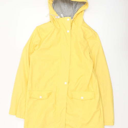 Dorothy Perkins Women Yellow Waterproof Hooded Rain Coat Jacket Size 8