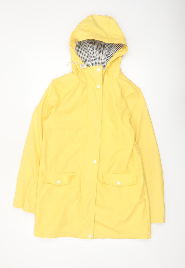 Dorothy Perkins Women Yellow Waterproof Hooded Rain Coat Jacket Size 8