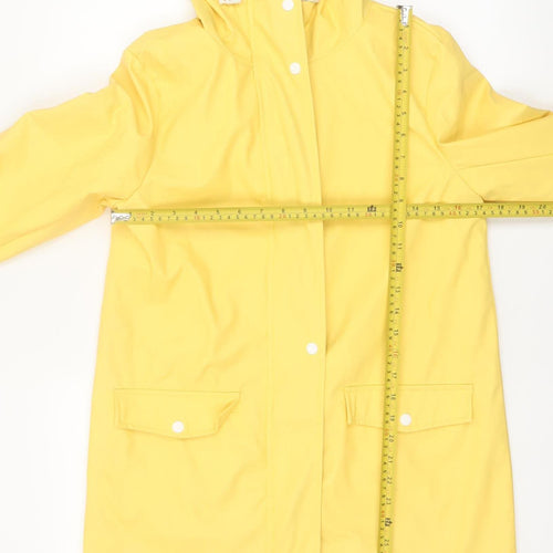 Dorothy Perkins Women Yellow Waterproof Hooded Rain Coat Jacket Size 8