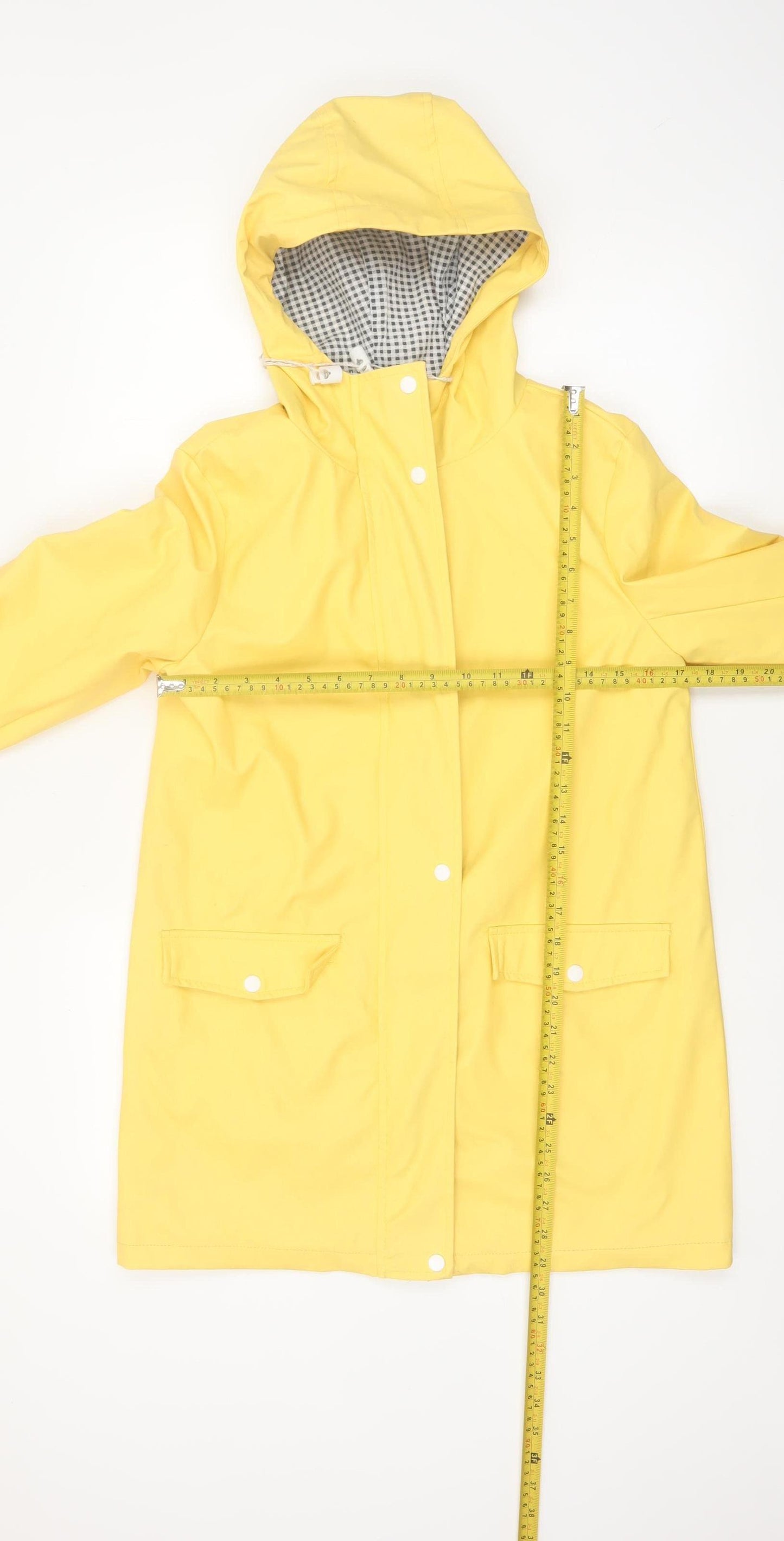 Dorothy Perkins Women Yellow Waterproof Hooded Rain Coat Jacket Size 8
