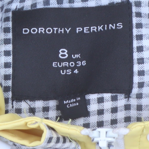 Dorothy Perkins Women Yellow Waterproof Hooded Rain Coat Jacket Size 8