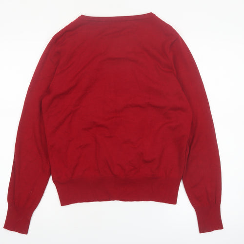 Pomodoro Womens Red Floral Embroidered Cardigan Size L