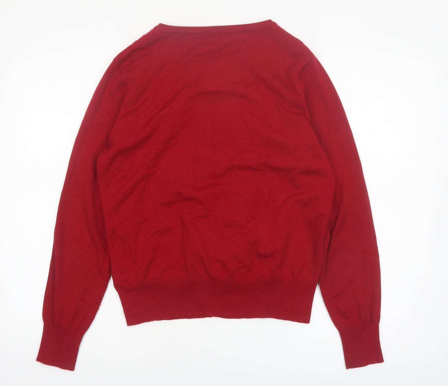 Pomodoro Womens Red Floral Embroidered Cardigan Size L