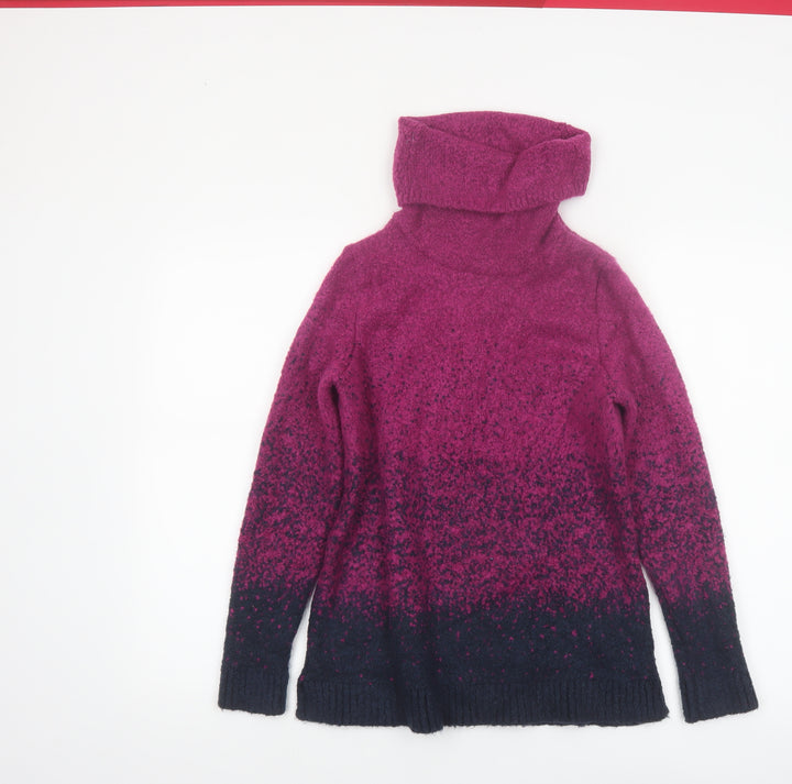 M&Co Women’s Purple Cowl Neck Chunky Knit Jumper Size 14