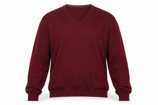 Front view of John Lewis Men Red 2XL V-Neck Pure Merino Wool Jumper