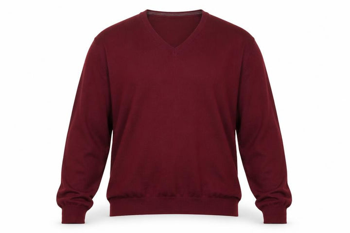 John Lewis Men Red 2XL V-Neck Pure Merino Wool Jumper