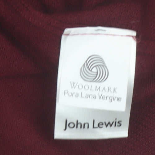 John Lewis Men Red 2XL V-Neck Pure Merino Wool Jumper