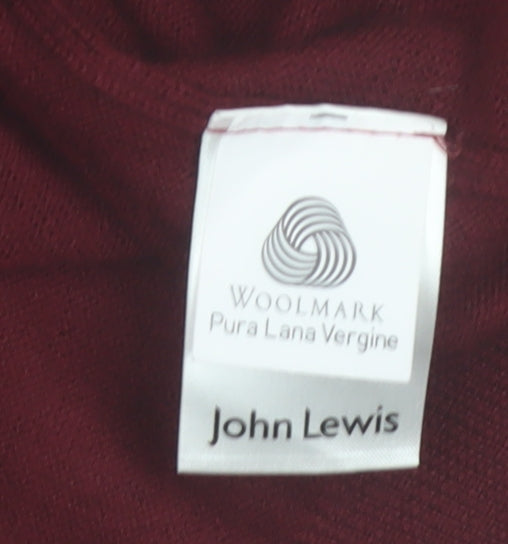 John Lewis Men Red 2XL V-Neck Pure Merino Wool Jumper