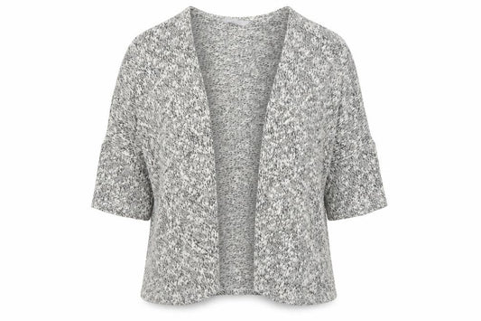Front view of Red Herring Women's Grey Chunky Knit Open Cardigan, size 14