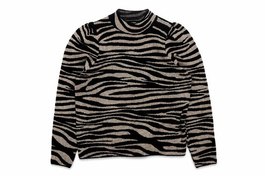 Front view of Next Women’s Black Zebra Print High Neck jumper, size UK 14
