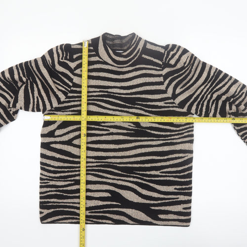 Next Women’s Black Zebra Print High Neck Pullover Jumper Size 14