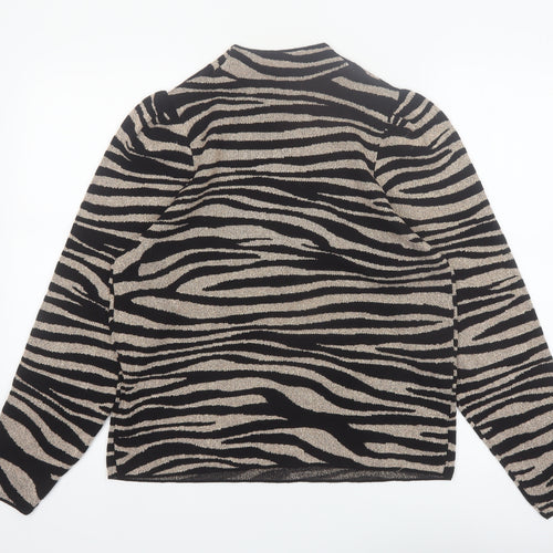 Next Women’s Black Zebra Print High Neck Pullover Jumper Size 14