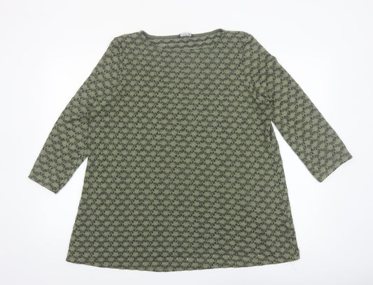 Roman Women’s Green Tunic Blouse Size 16 3/4 Sleeve Glitter Top