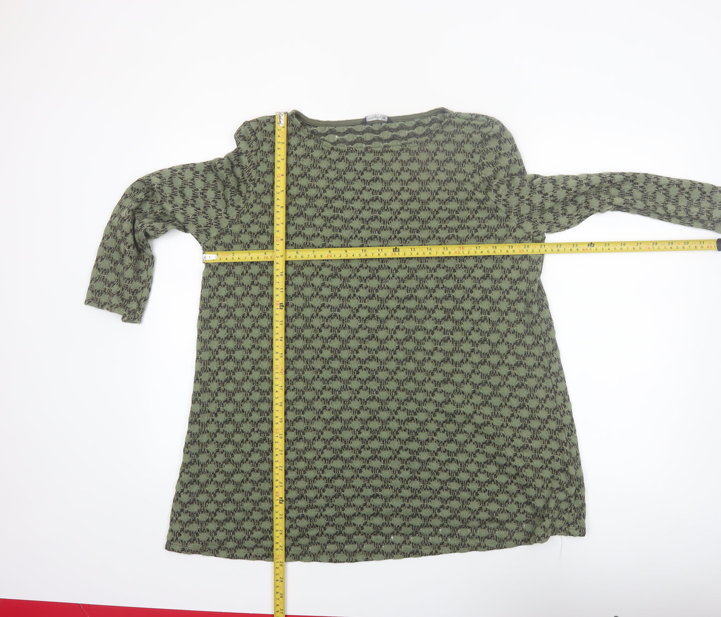Roman Women’s Green Tunic Blouse Size 16 3/4 Sleeve Glitter Top