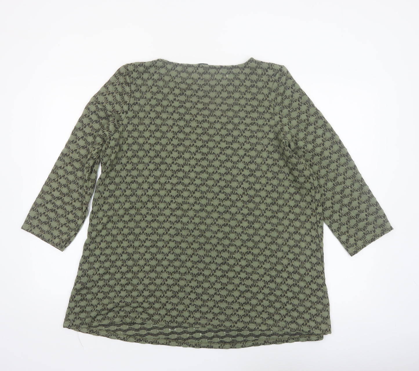 Roman Women’s Green Tunic Blouse Size 16 3/4 Sleeve Glitter Top