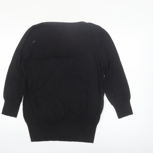 Next Women Black Beaded Pullover Jumper Size 16 Cotton Knit