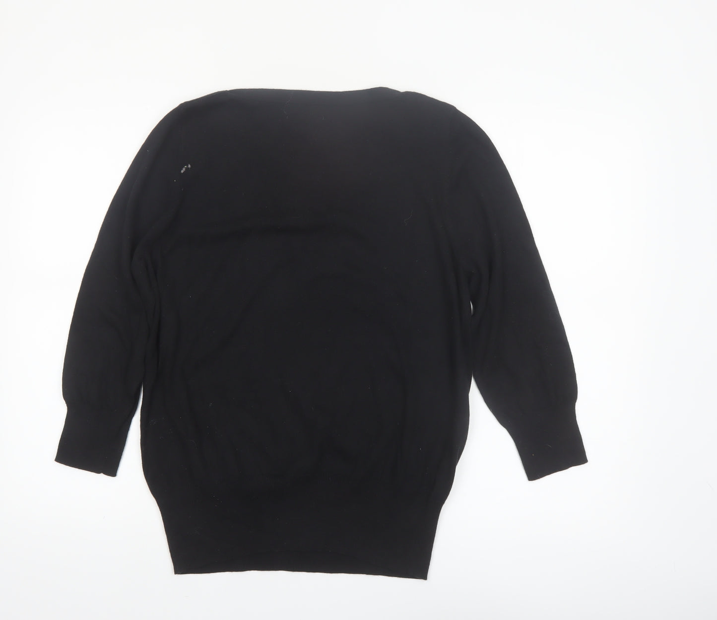 Next Women Black Beaded Pullover Jumper Size 16 Cotton Knit