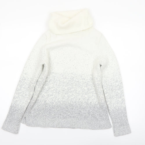 M&Co Women Grey Roll Neck Long Sleeve Knit Jumper Size 14