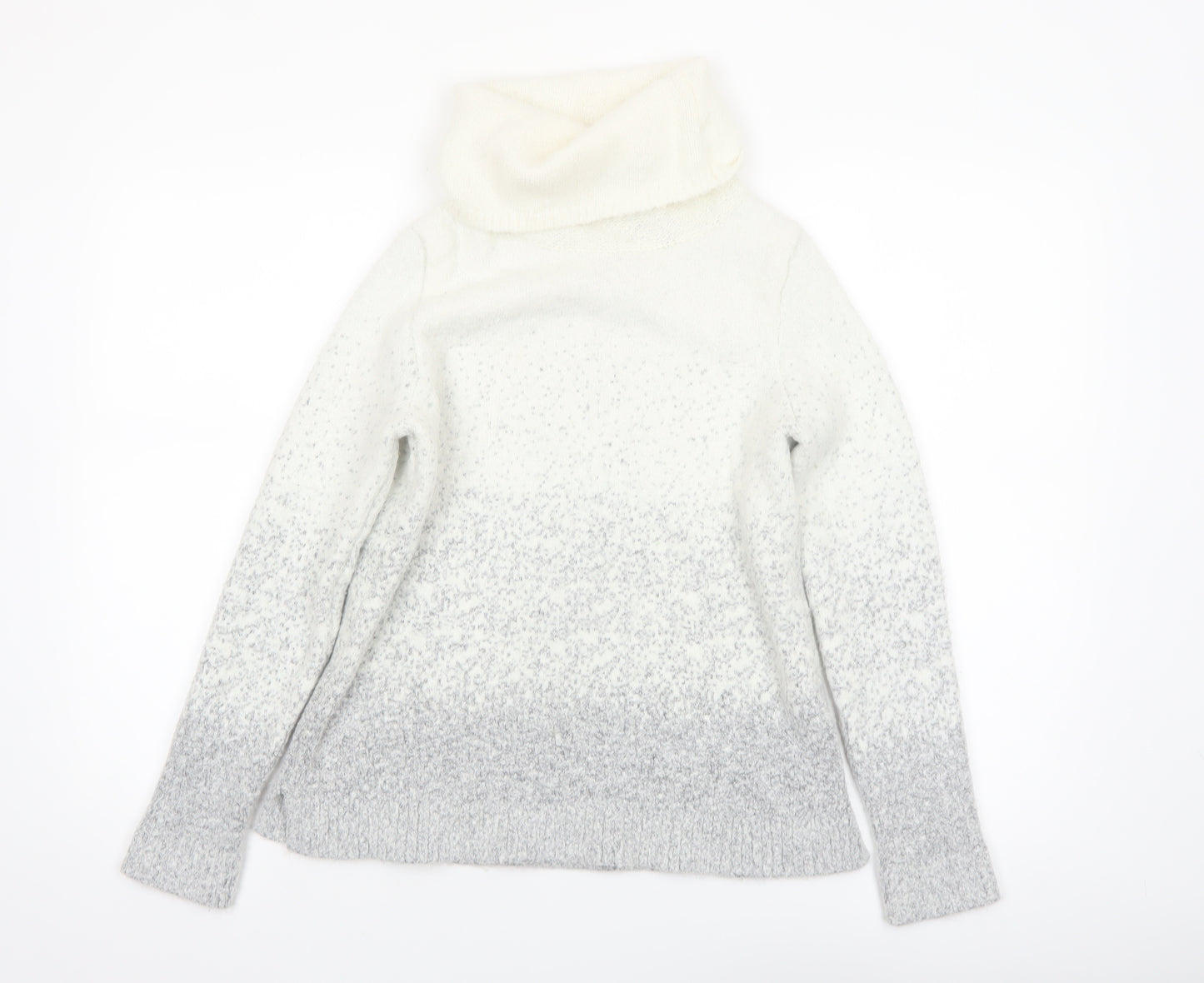 M&Co Women Grey Roll Neck Long Sleeve Knit Jumper Size 14