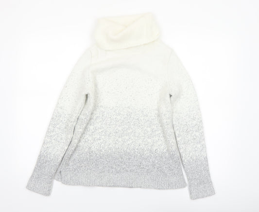 M&Co Women Grey Roll Neck Long Sleeve Knit Jumper Size 14