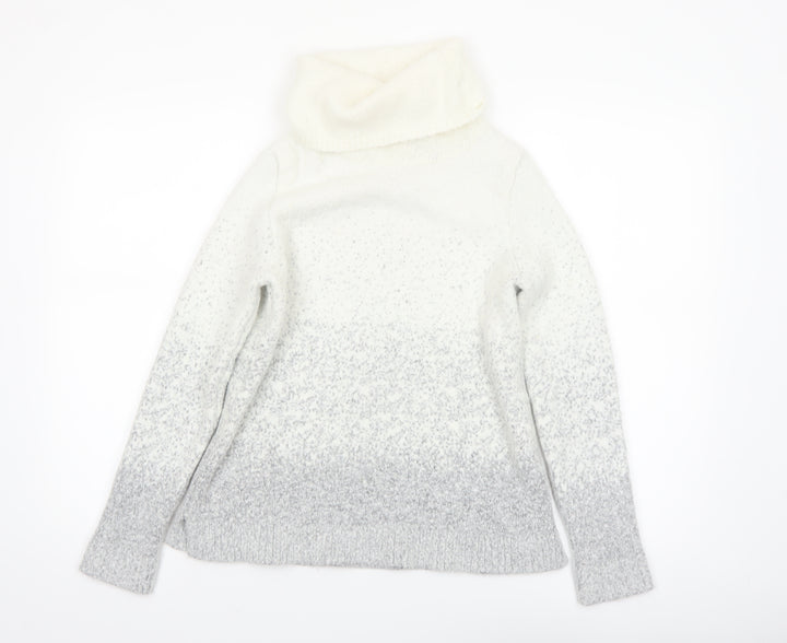 M&Co Women Grey Roll Neck Long Sleeve Knit Jumper Size 14