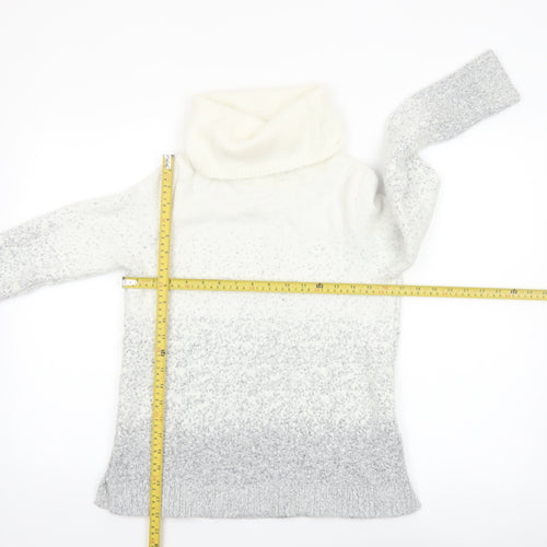 M&Co Women Grey Roll Neck Long Sleeve Knit Jumper Size 14