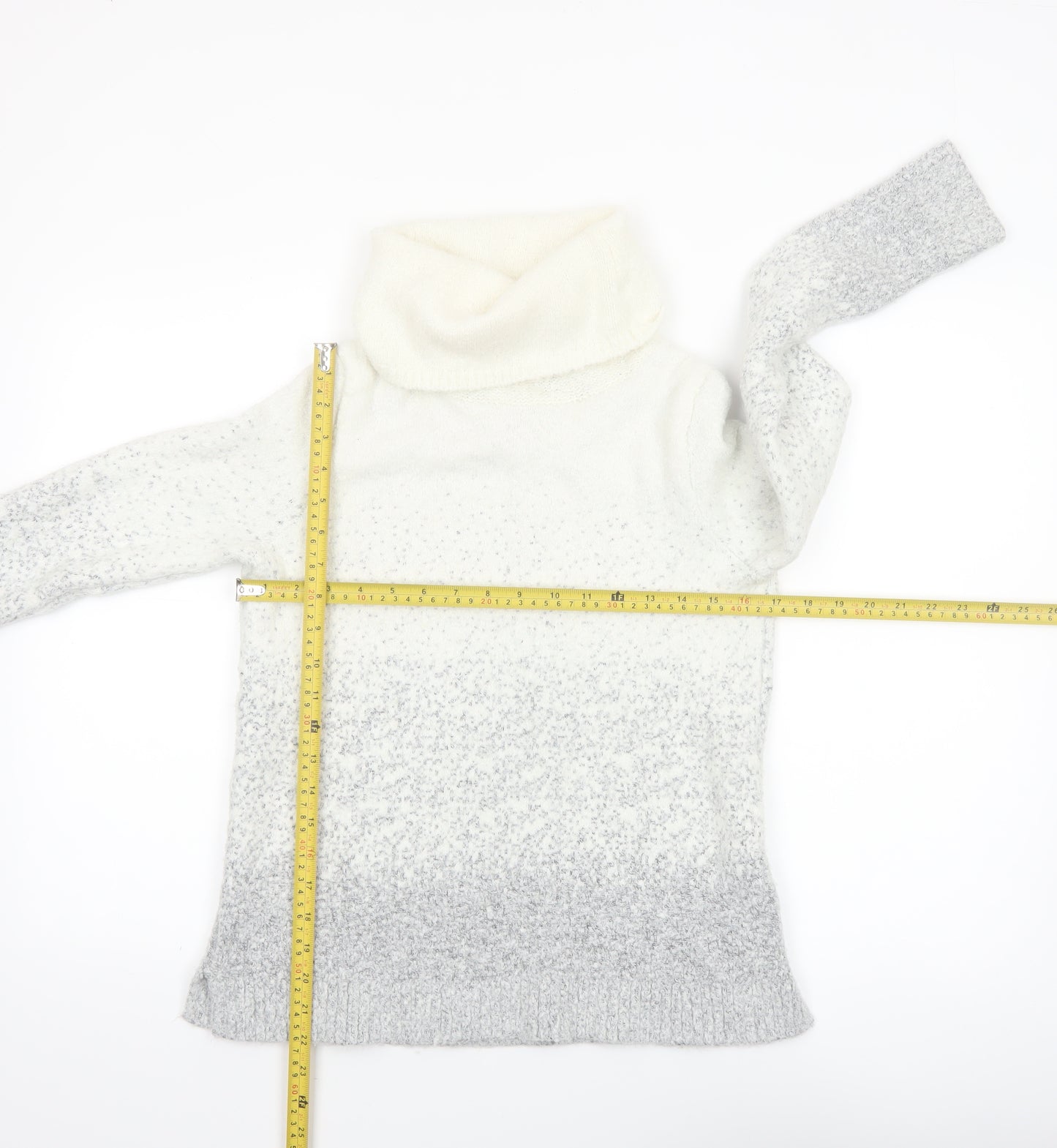 M&Co Women Grey Roll Neck Long Sleeve Knit Jumper Size 14