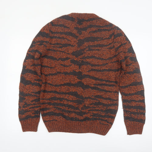 River Island Men's Brown Animal Print Chunky Knit Jumper XS