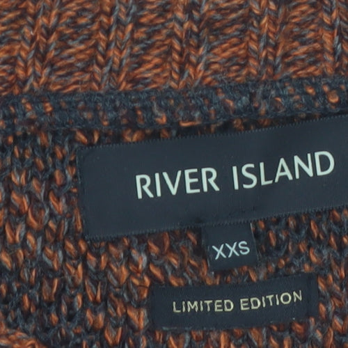 River Island Men's Brown Animal Print Chunky Knit Jumper XS