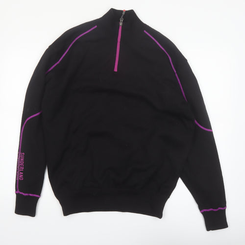 Sunderland of Scotland Men's Black Wool Blend 1/4 Zip Golf Jumper L