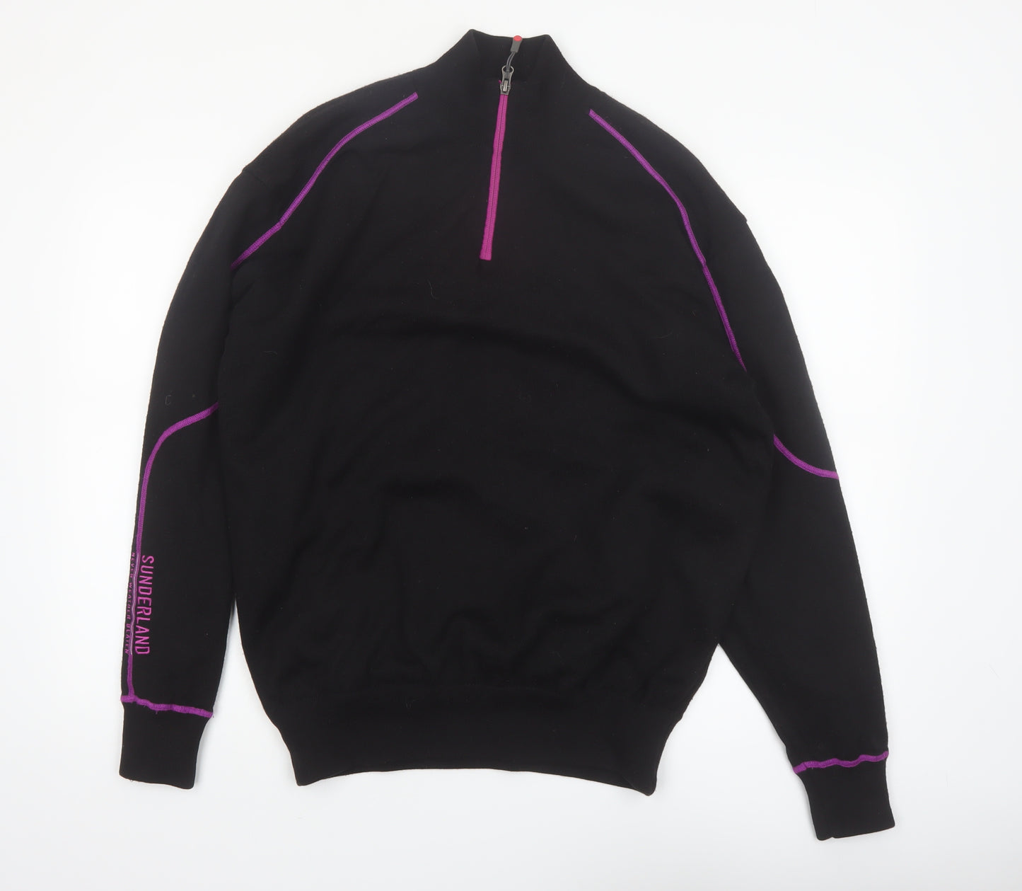 Sunderland of Scotland Men's Black Wool Blend 1/4 Zip Golf Jumper L
