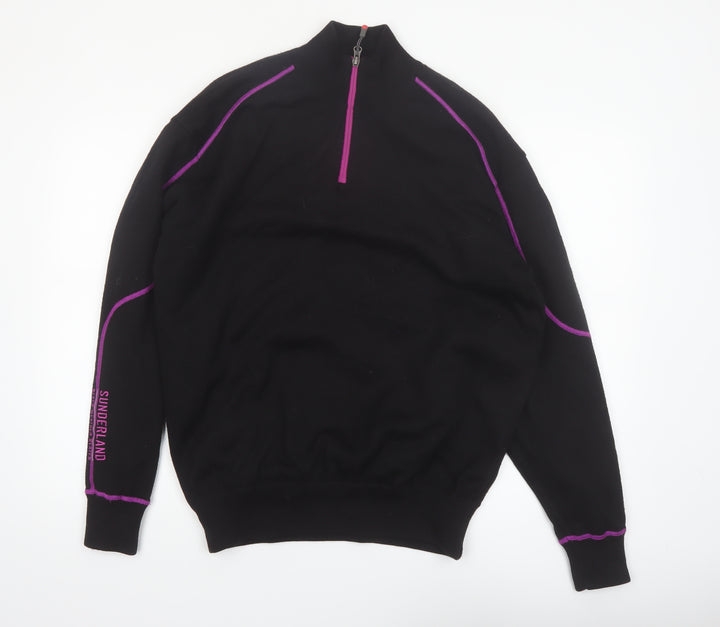 Sunderland of Scotland Men's Black Wool Blend 1/4 Zip Golf Jumper L
