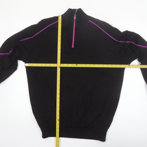 Sunderland of Scotland Men's Black Wool Blend 1/4 Zip Golf Jumper L