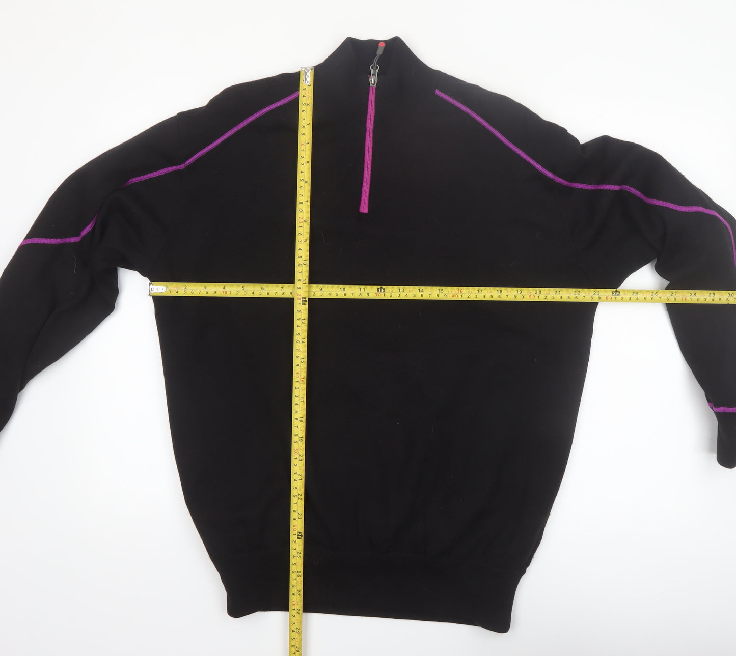 Sunderland of Scotland Men's Black Wool Blend 1/4 Zip Golf Jumper L