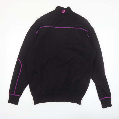 Sunderland of Scotland Men's Black Wool Blend 1/4 Zip Golf Jumper L