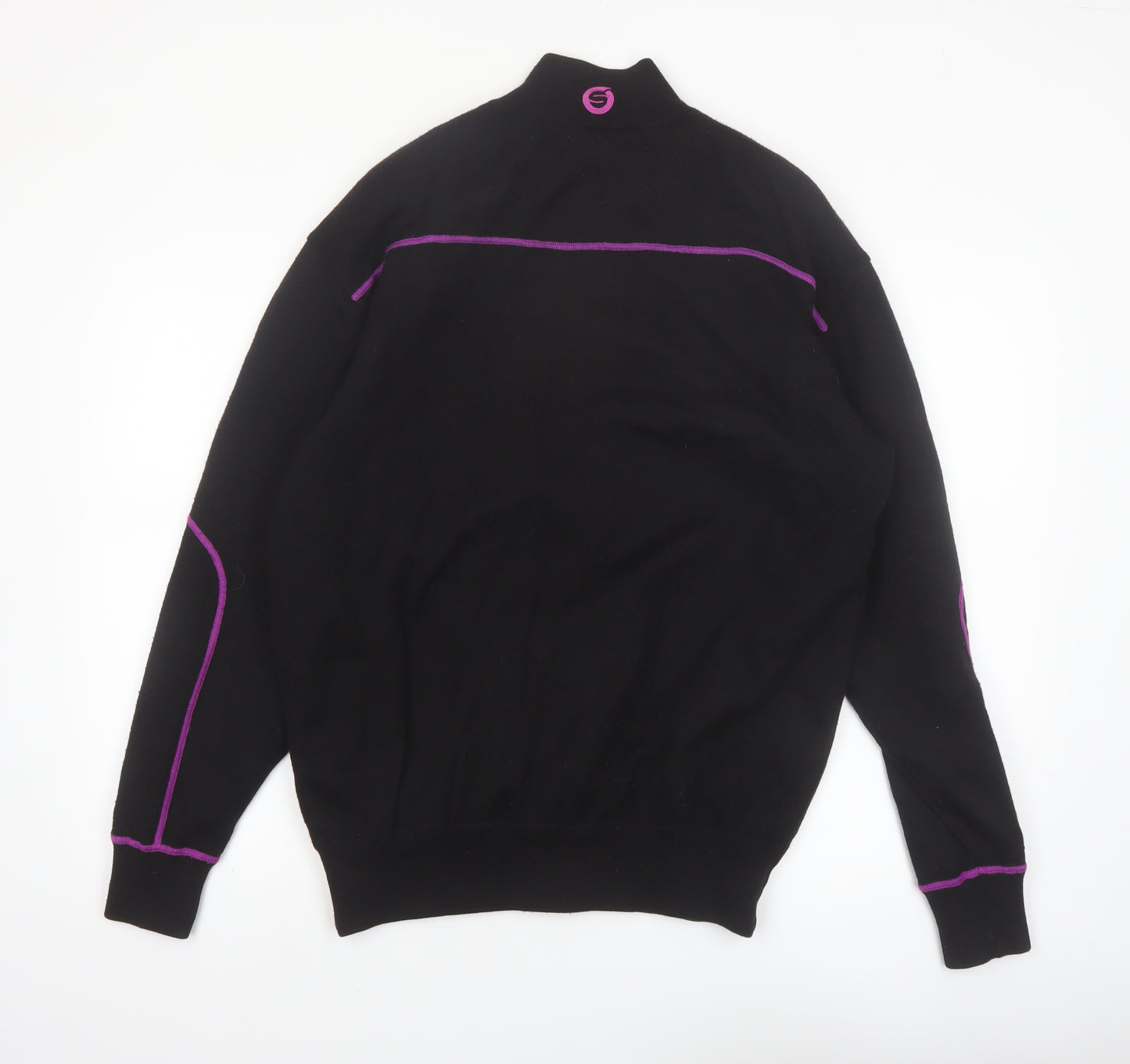 Sunderland of Scotland Men's Black Wool Blend 1/4 Zip Golf Jumper L