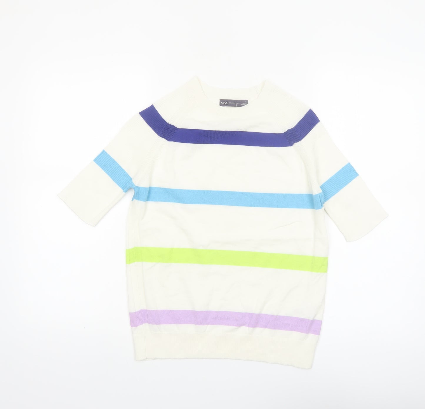 Marks and Spencer Women's Multicoloured Striped Cotton Knit Jumper Size S