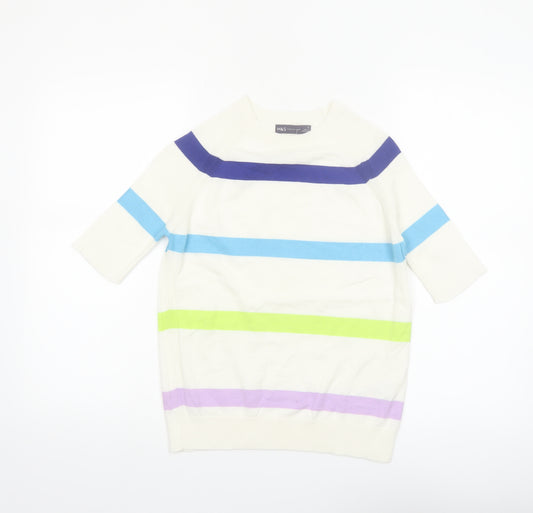 Marks and Spencer Women's Multicoloured Striped Cotton Knit Jumper Size S